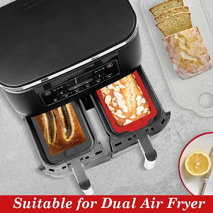 Webake 4 Packs Silicone Air Fryer Bread Loaf Pan for Baking, 6x3 Nonstick Mini Loaf Pan wih Handle BPA Free