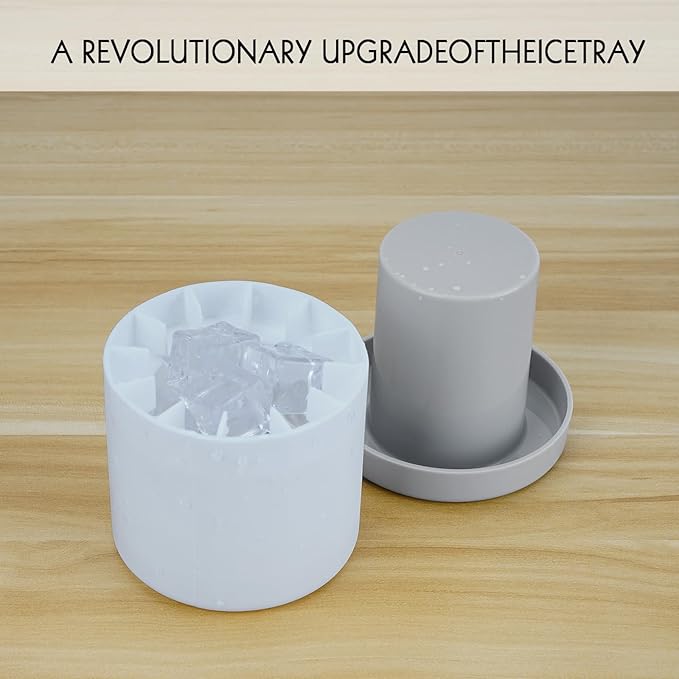 2 Pack Cylinder Ice Cube Mold Ice Trays, Silicone Ice Bucket, Portable Ice Cube Maker, Press-Type Easy-Release Ice Cup (White)