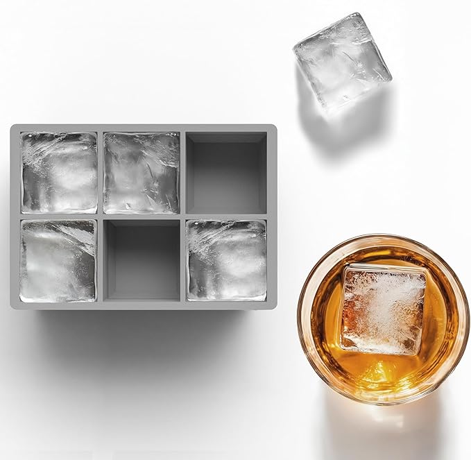 Silicone Ice Cube Trays – Large Silicone Molds for 2-Inch Ice Cubes and Spheres Whiskey Ice Cube Trays with Lids for Cocktails & Bourbon – Set of 2