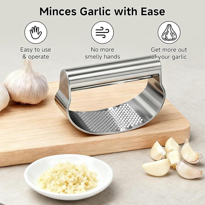 Garlic Press Rocker Set Stainless Steel And All-in-One Kitchen Vegetable Peeler, Premium peelers For Kitchen - Ideal For Potato, Apple, Carrot, Fruit And More