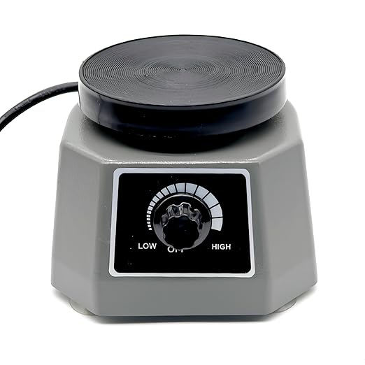 Lab Vibrator, 4" Small Round Vibrating Plate, 100W Plaster Oscillator Paint Shaker, Adjustable Speed Gypsum Mixing Machine, for Remove Resin Bubbles Mixing Plaster Gypsum