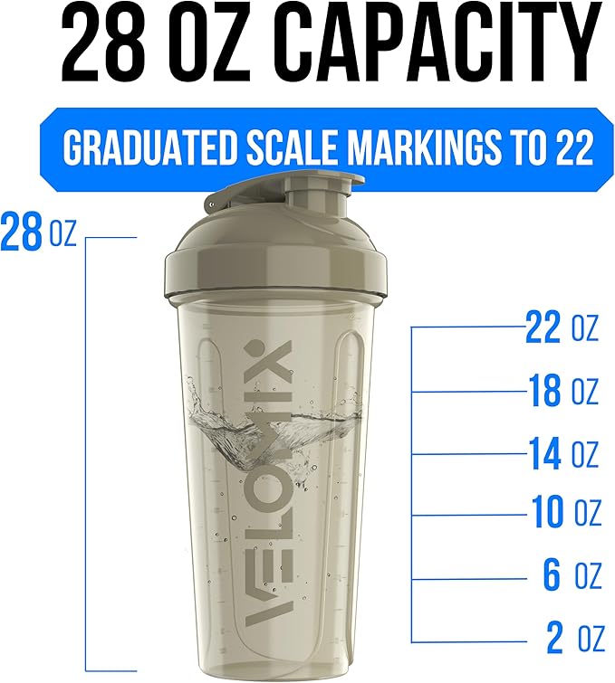 VELOMIX -4 PACK 28 Oz Protein Shaker Bottle for Protein Mixes -4x Wire Whisk | Leak Proof Shaker Cups for Protein Shakes | Large, Stackable Protein Shaker Bottle Pack | Dishwasher Safe (A3) Urban Tone