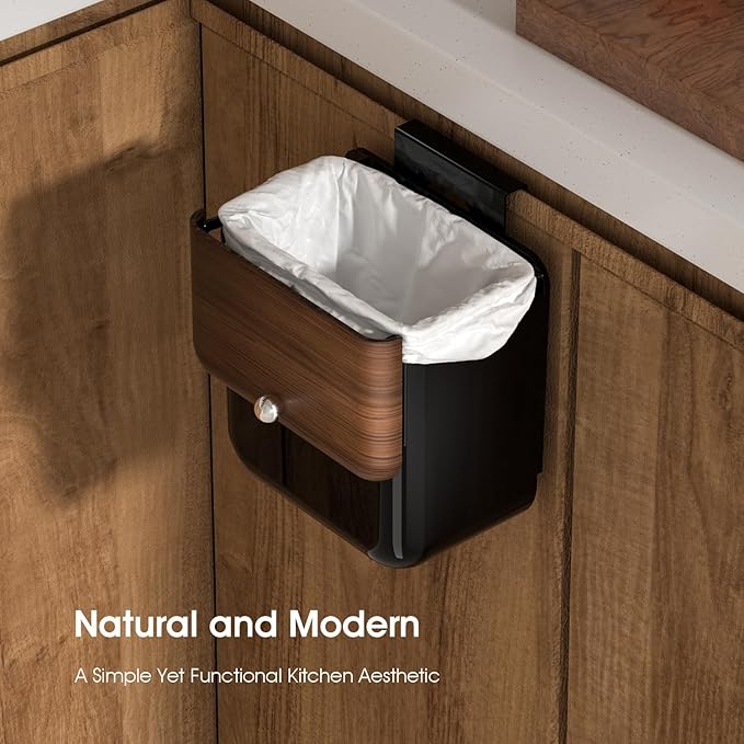 Large 3.2 Gallon Compost Bin, Under Sink Trash Can with Lid, Hanging Waste Cabinet for Office Kitchen Cupboard Bathroom Bedroom, Black