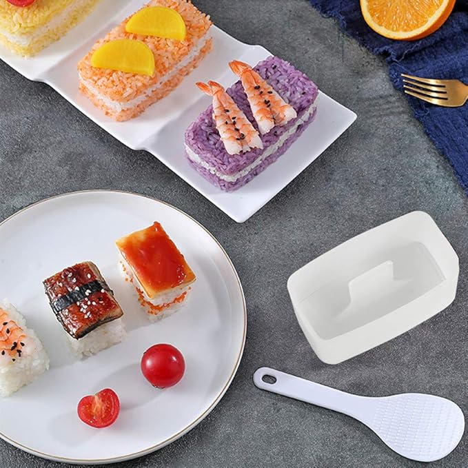 AYCCNH 4 Pack Sushi Maker Kit, Non Stick Musubi Maker Onigiri Triangle Sushi Press (Large & Small), Donut Rice Shaper Mold DIY Tool