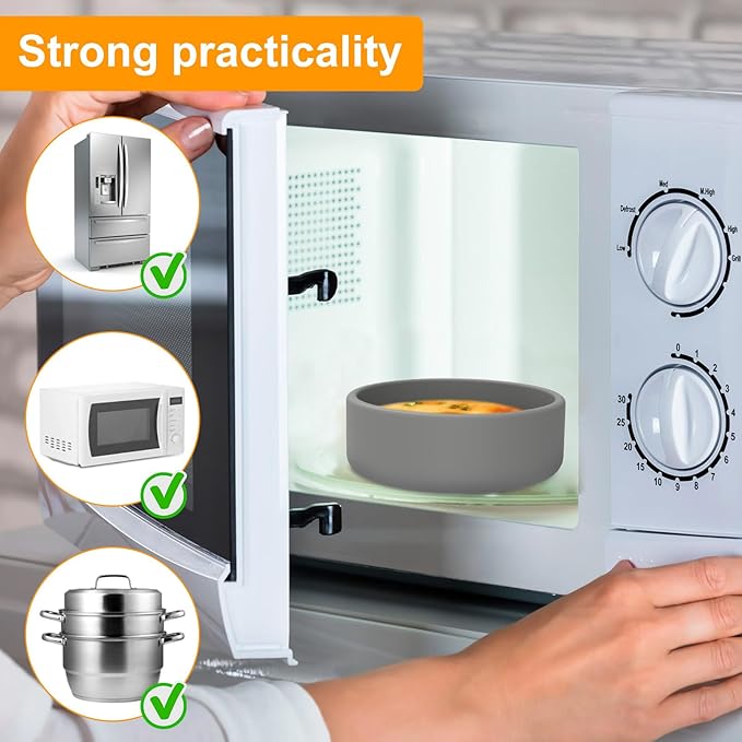 3Pcs Silicone Air Fryer Molds - 4-Inch Air Fryer Pan, Microwave Poacher, Dishwasher Safe Egg Cups - Nonstick Reusable Cooker Accessories (3Pcs-Grey)
