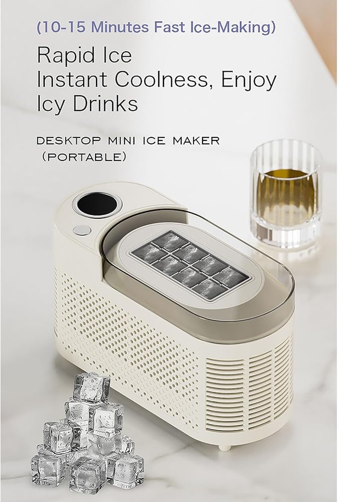 AUNMAS Portable Car Home Ice Maker, Compact Countertop Ice Machine for Dormitory Office Camping (US Plug)