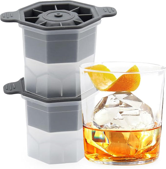 Tovolo Faceted Sphere Ice Mold 2 Pack Food Grade Stackable Slow Melting DIY Ice Ball For Cocktail Whiskey, Ice Mold Faceted Sphere BPA Free Large Ice Ball Maker for Bourbon Old Fashioned Cocktails