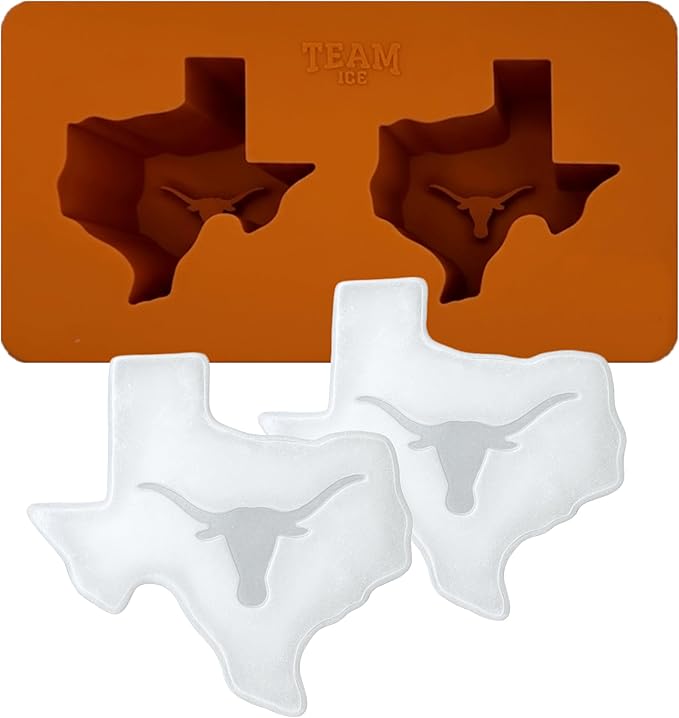 TEAM ICE - Texas Silicone Ice Cube Tray - Large Silicone Ice Cube Mold for Whiskey & Cocktails, Durable Ice Tray for Game Day Drinks, College Logo Ice Mold for Fans & Tailgate Parties