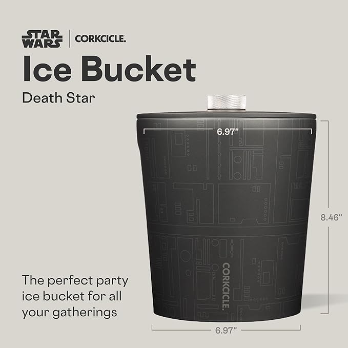 Corkcicle Insulated Ice Bucket with Lid - Stainless Steel - 100 oz - Star Wars Death Star