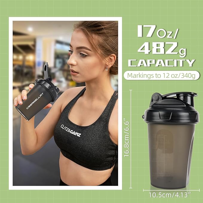 3 Pack Shaker Bottles for Protein Mixes, 17 oz Small Protein Shaker Bottle with Handle, Gym Shaker Cups with Blending Ball for Pre Workout, BPA-Free & Dishwasher Safe, Black, Blue, White