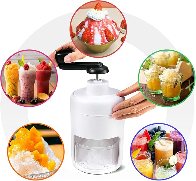 Ice Shaver and Snow Cone Machine - Premium Portable Ice Crusher and Shaved Ice Machine With Free Ice Mold Cups-BPA Free
