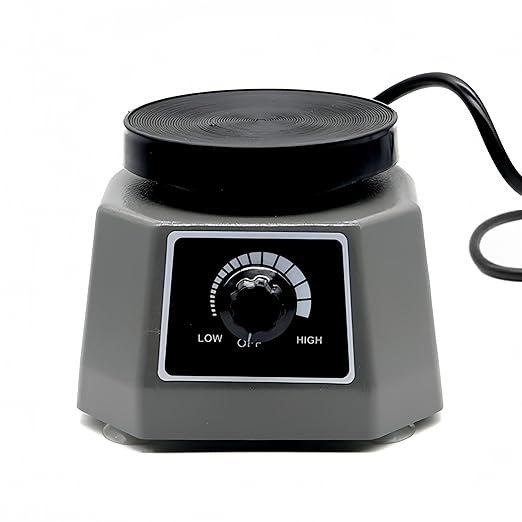 Lab Vibrator, 4" Small Round Vibrating Plate, 100W Plaster Oscillator Paint Shaker, Adjustable Speed Gypsum Mixing Machine, for Remove Resin Bubbles Mixing Plaster Gypsum