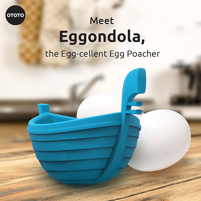 OTOTO New Eggondola Egg Poacher - Poached Egg Silicone Egg Cooker - Gondola Egg Silicone Poacher for Cooking Eggs - Kitchen Egg Cooker, Perfect Egg Maker - Egg Design Maker, Egg Kitchen Gadgets