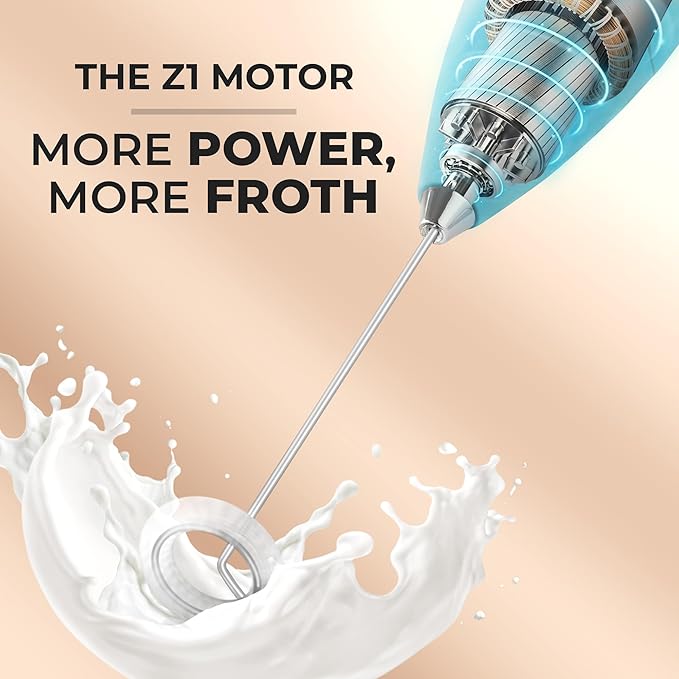 Zulay Kitchen Powerful Milk Frother Wand With 4 AA Duracell Batteries - Ultra Fast Handheld Drink Mixer - Electric Whisk Foam Maker for Coffee, Lattes, Cappuccino, Matcha & Creamer - Sunrise