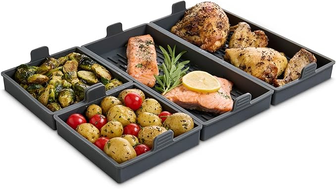 HIC Kitchen Non-Stick Sheet Pan Dividers, European-Grade Silicone, 8-Pieces, Fits 2 US Half-Size 13 x 18-Inch Sheet Pans