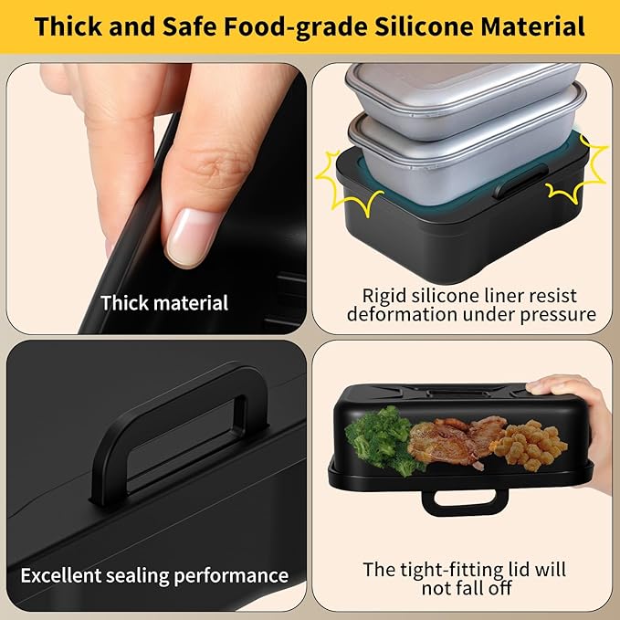 Air Fryer Silicone Liners Thickening Reusable with Lid for 5-8QT Air Fryer Basket & Ninja DZ550 DZ401 DZ302 SL401 Air Fryers,1 Pack Air Fryer Accessories for COSORI, Chefman, Instant Air Fryers