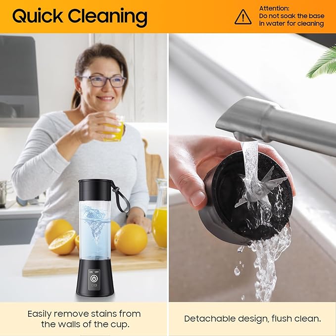 Personal Blender for Shakes and Smoothies - 2026 New Upgrade Cordless Portable Blender USB Rechargeable, 380Ml BAP Free Cup, Freshly Squeezed for Picnic/Sports, 20000Rpm/Min Speed