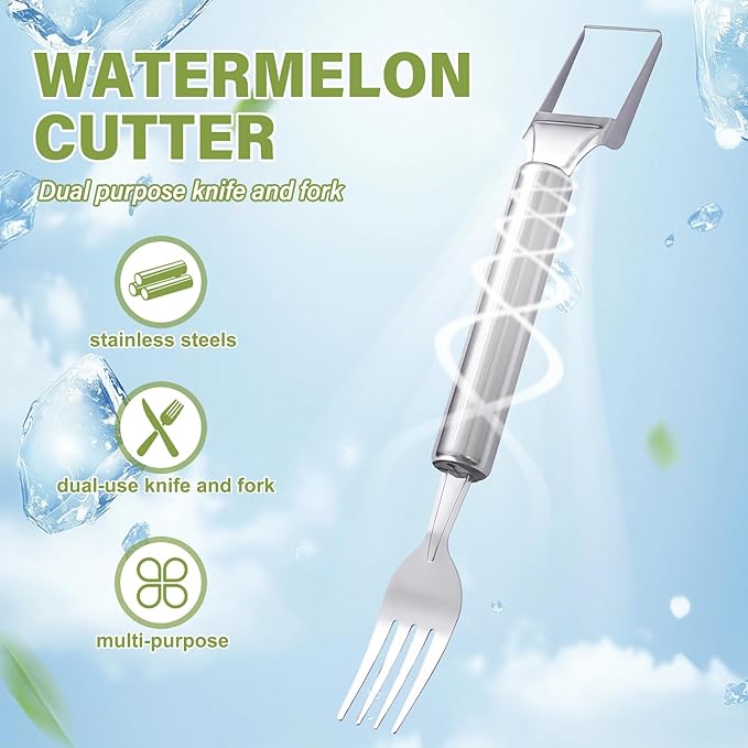2-In-1 Stainless Steel Fruit Cutter ，2026 New Watermelon Fork Slicer Cutting Tool，Summer Watermelon Cutter Slicer Tool for Home Party Camping Kitchen Gadget (1Pcs)
