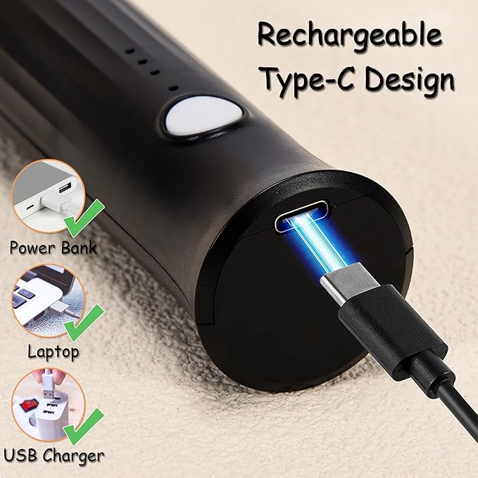 Milk Frother Handheld Rechargeable USB C, 3-in-1 Coffee Frother Wand Drink Mixer Electric Whisk Stirrer with 3 Detachable Stainless Steel Heads, 3 Speed Powder Mixer Foam Maker for Mom's Gift, Black