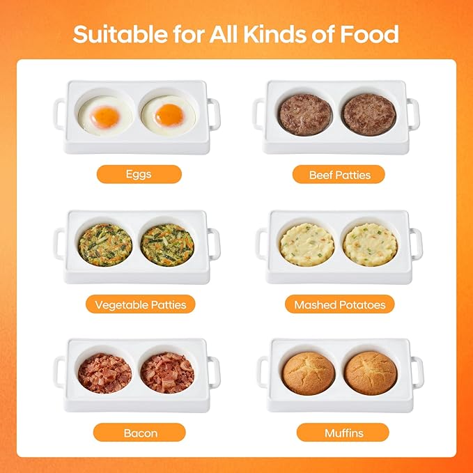EliteVibe Ceramic Microwave Egg Cooker, BPA-Free Non-Stick Non-Toxic & Heat-Resistant Quick Cooking Egg Maker, Dishwasher Safe