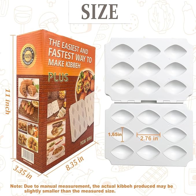 Kibbeh Rolls Maker Mold 9 Grids 7cm/2.75inch Meatball Mold Tool