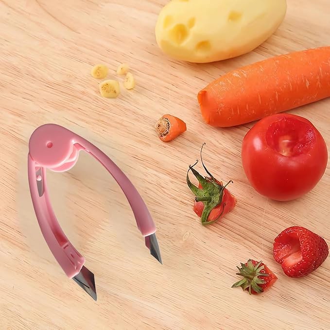 Fruit and Vegetable Corer Pepper Seed Apple Remover Bell Pepper Tomato Corer Tool Stainless Steel Kitchen Gadget (Pepper Apple Strawberry corer)