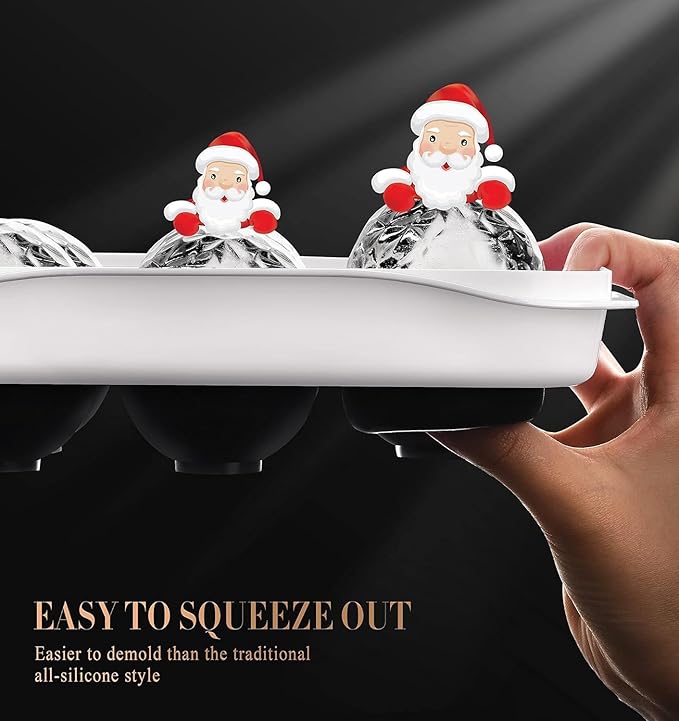Round Ice Cube Mold with Lid - 2.2 Inch Sphere Ice Ball Maker, Large Whiskey Ice Cubes Mold with Easy Release, Reusable Silicone & Plastic Tray for Bourbon, Scotch, Brandy, Cocktails, Gift