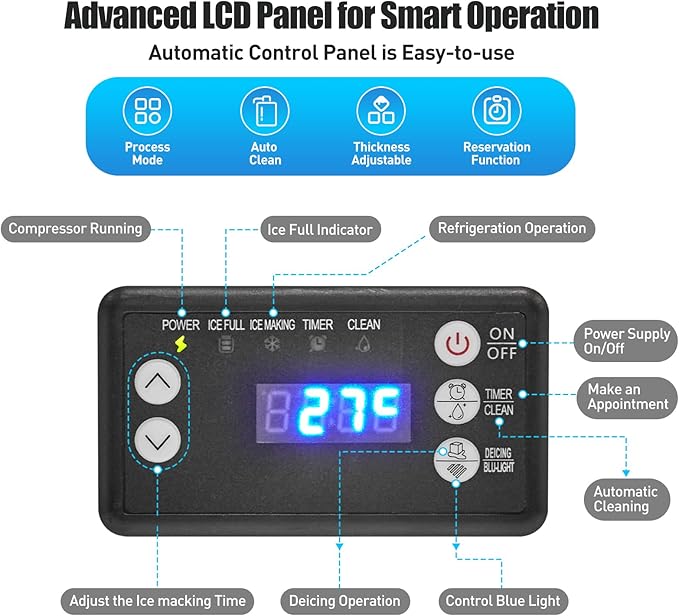 Commercial Ice Maker Machine, 110 LBS/24H with 18 LBS Bin Stainless Steel Automatic Operation Commercial Ice Machine for Home Bar, Include Water Filter, Scoop, Connection Hose
