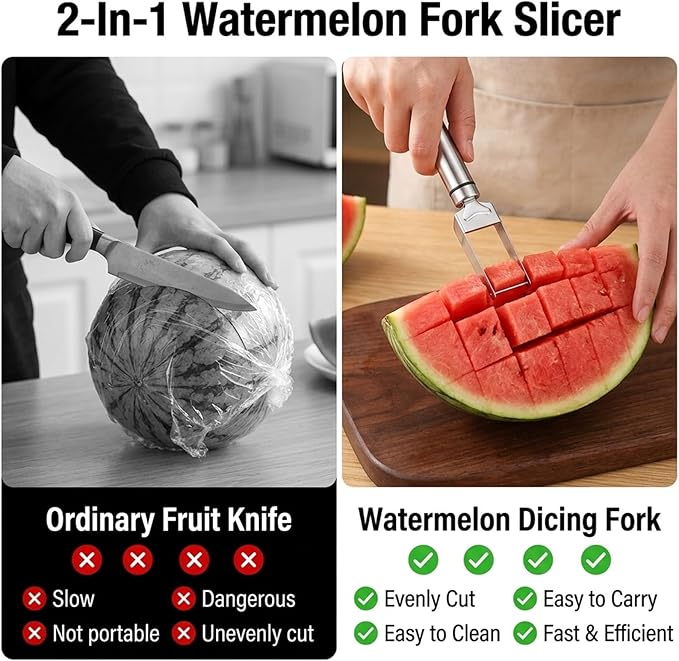 Watermelon Cutter, Watermelon Slicer Cutter Tool, 8-Piece Watermelon Tool Set with Fork, Easy Watermelon Slicing and Cutting