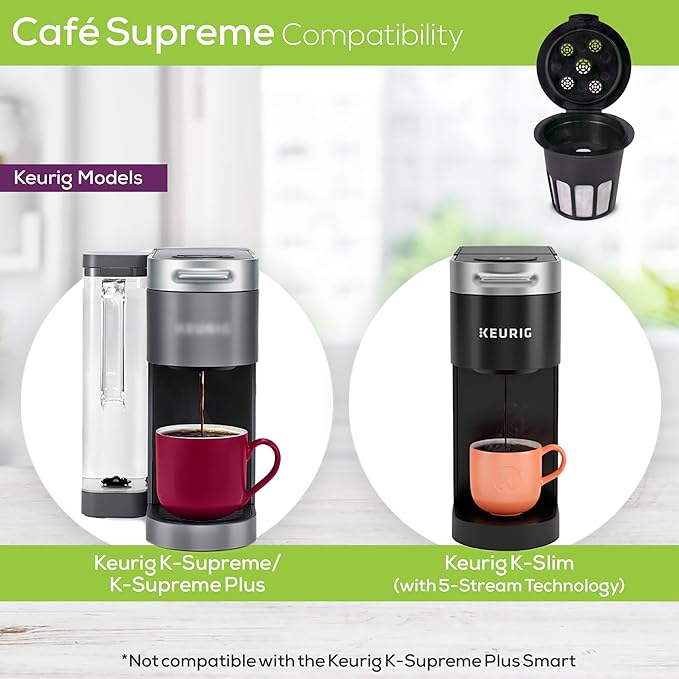 Perfect Pod Café Supreme – Reusable Coffee Filter Pod Compatible with Select Keurig coffee machines (See Compatibility Chart)