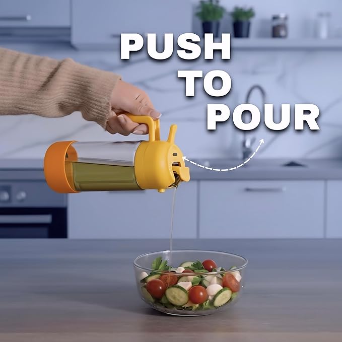 Oil Dipenser Bottle with Silicone Bottom And Silicone Brush, 2 in 1 Olive Oil Sprayer and Dispenser, Oil Spray Bottle 470ML/ 17OZ for Cooking, Kitchen, BBQ, Air Fryer, Salad, Baking