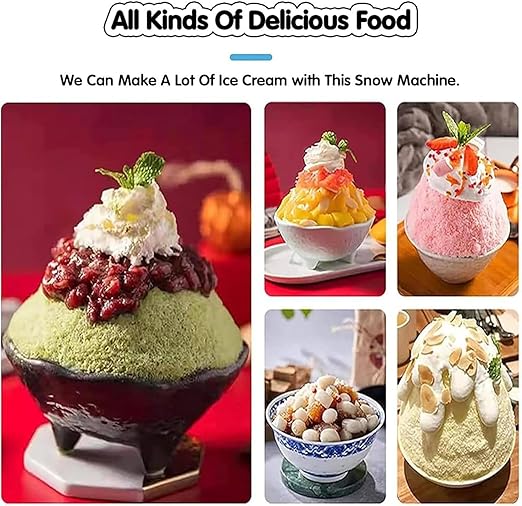 Electric Snow Ice Continuous Ice Maker,Small Desktop Air-Cooled Snowflake Ice Machine,Shaved Ice Machine,Ice Crusher,Snow Ice Cream Machine 60