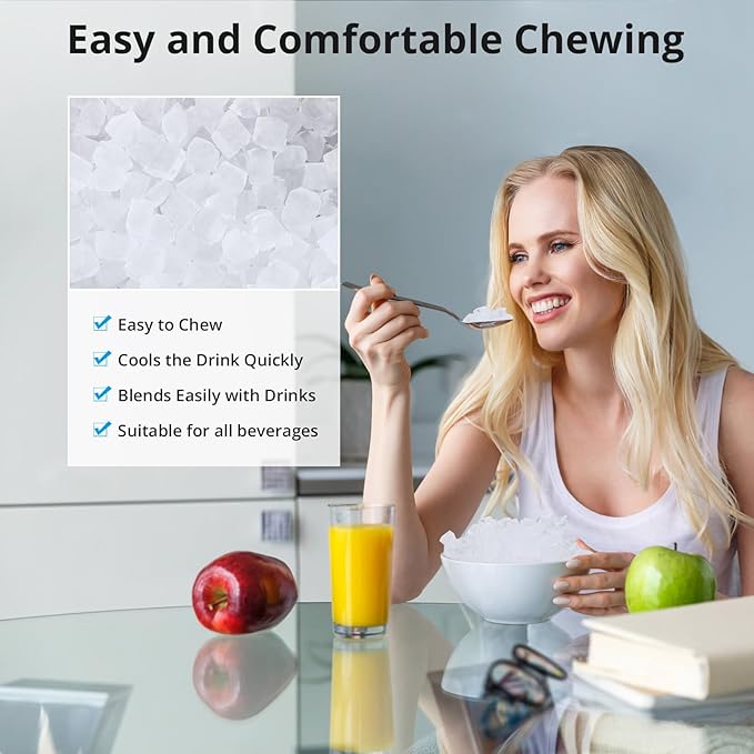 Nugget Ice Maker 36Lbs/24H Countertop Chewable Ice Machine, Self-Cleaning, Low Noise Stainless Steel Soft Ice Cubes Machine for for Home, Office, RV (Silver)