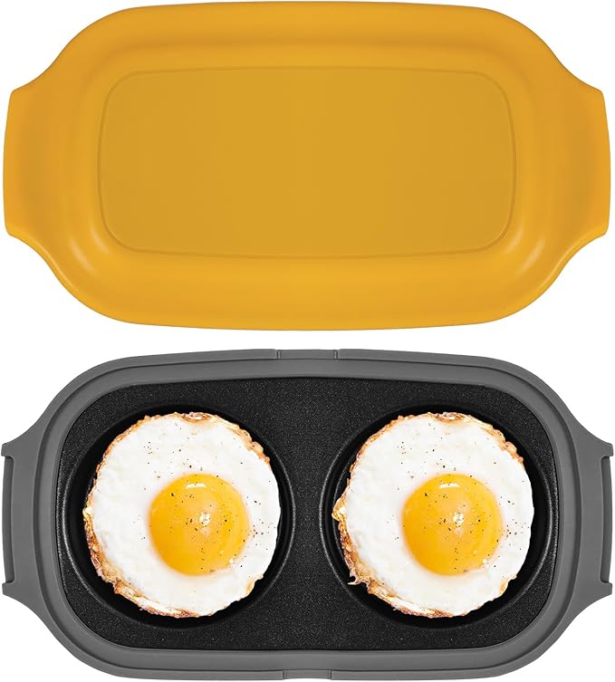 Microwave Egg Cooker, Quick-Heat Poacher Fryer with Lid, for Breakfast Sandwiches Dishwasher Safe Portable Multi-Use Egg Cooker Easy to Use and Clean (yellow)