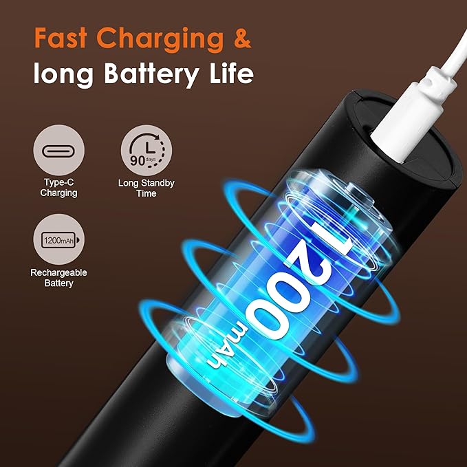 Milk Frother Handheld with Stand,Rechargeable Coffee Frother Wand with 3 Detachable Stainless Steel Whisk Heads, Hand Electric Mixer for Latte, Cappuccino,Matcha,Protein（Black）