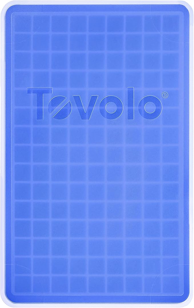 Tovolo Mini Ice Cube Tray with Lid (Stratus Blue) - Silicone Tray for Freezing Mini Ice/BPA-Free Silicone and Plastic (Pack of 2)