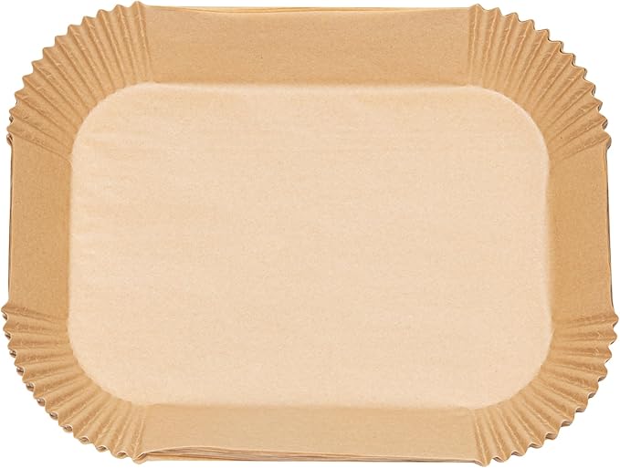 Restaurantware-Pastry Tek 8.1 x 5.5 x 1.8 Inch Air Fryer Liners, 100 Rectangle Air Fryer Baskets - No-Stick Silicone Coating, Unbleached, Food-Grade Paper Liners, For Steamer, Microwave, Oven