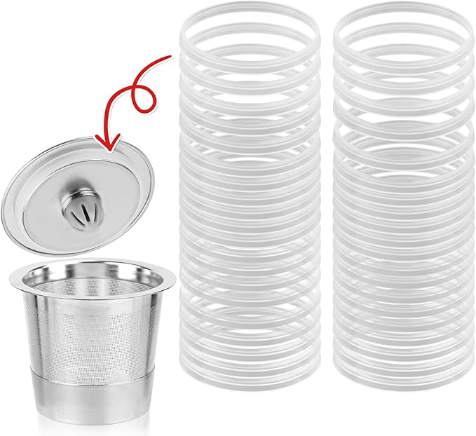 40pcs Silicone Gaskets for Keurig Stainless Steel Refillable K Cup, Reusable Gasket Ring Replacement Silicone Seals for Keurig Reusable k Cup Coffee Filter