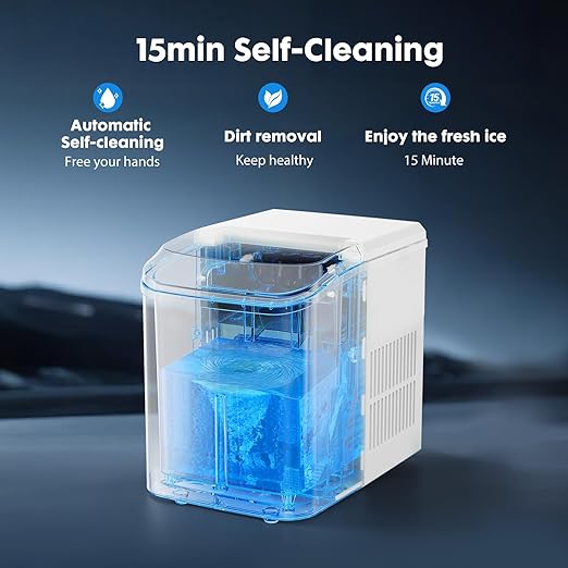 OLIXIS Nugget Ice Maker Countertop, Portable Ice Machine with 1.7L Water Tank, 26LBS/24H Fast Production, Auto-Cleaning & Quiet Operation, with Basket & Scoop, for Home Party Camping RV, White