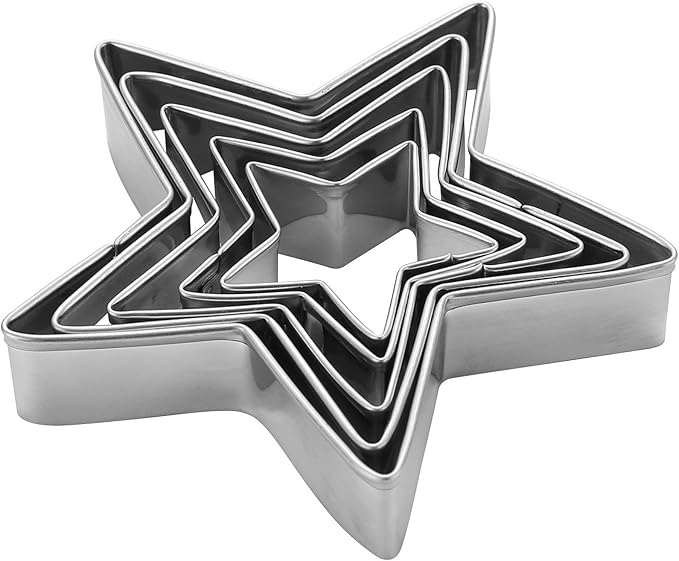 Star Cookie Cutters Set of 5 – Stainless Steel Sandwich Cutters & Biscuit Molds for Kids – Sturdy for Cookies, Sandwiches – Small to Large Sizes 1.57" to 3.74" – Food Grade