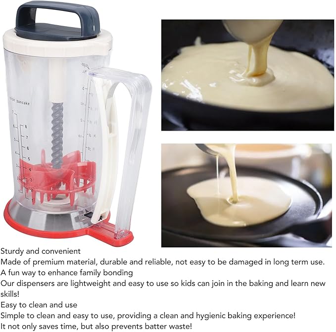 Pancake Batter Dispenser, Cupcake Batter separator with Measuring Scale Pancake Maker Baking Supplies for Muffins Crepes
