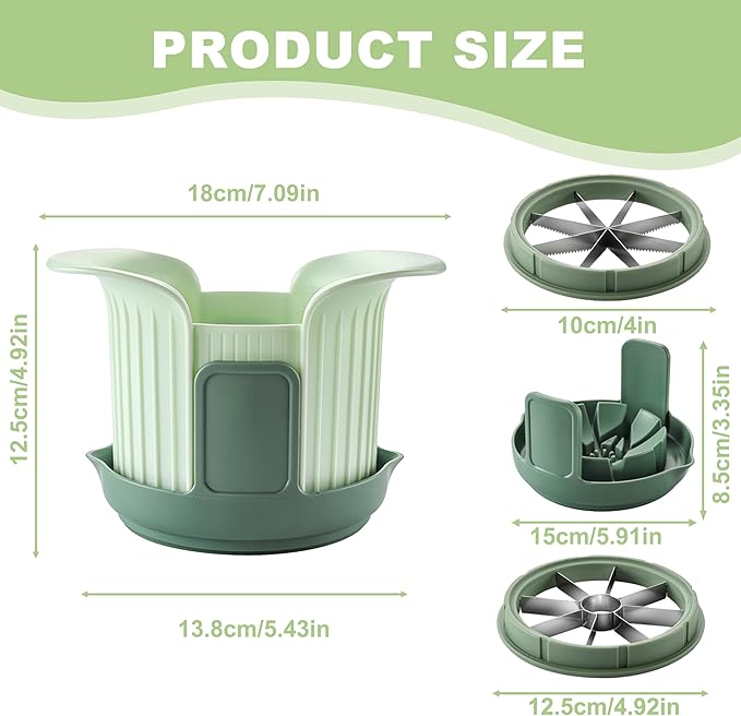 Apple Slicer, Heavy Duty Apple Corer and Slicer with Comfort Handles, 8-Slice Large Apple Slicer for Up to 3.8" Apples, with Extra Tomato & Fruit Cutting Blades