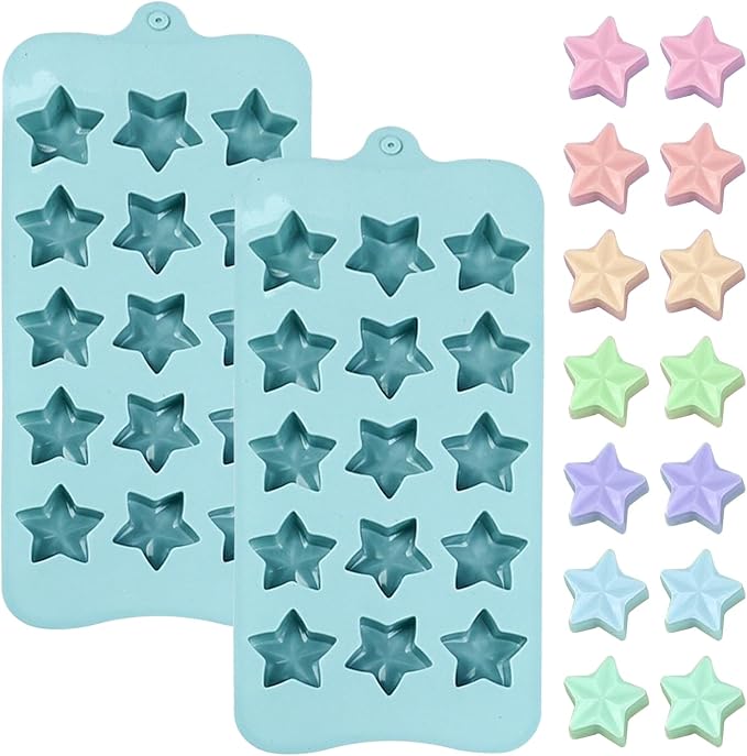 Star-Shaped Silicone Molds, 2-Pack, 15 Cavities Each, Blue