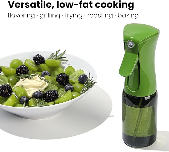 Mistifi Premium Oil Sprayer, Olive Oil Sprayer – Dark Glass Bottle for Cooking, Air Fryer & Salad – Fine Mist, Easy Press – Abyss/Olive Green