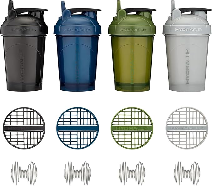 Hydra Cup - 4 PACK - Small 20 oz Shaker Bottles for Protein Shakes, Protein Shaker Bottle with Whisk, BPA Free Shaker Cups, Leak Proof Mini Shaker Bottle (OG Sport Mix)
