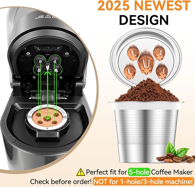 CAPMESSO Reusable K Cups for Keurig: 2025 Updated My K Cup Stainless Steel Coffee Filter Refillable Coffee Pods for K Supreme/K Slim/k-Duo Gen 2/K-Brew Chill with Multistream Technology (1 Pack)