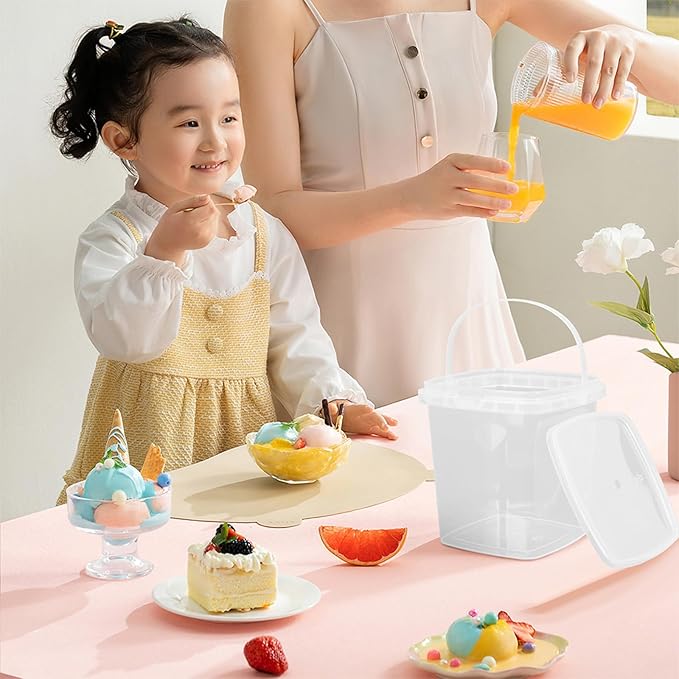 UPKOCH Thickened Square Ice Bucket with Lid 3.74 Inch Reusable Ice Cube Storage Container for Freezer Yogurt Jam and Food Storage Clear Cube Holder for Home and Kitchen