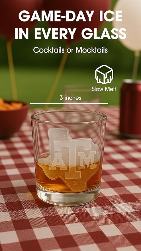 TEAM ICE - Texas A&M Silicone Ice Cube Tray - Large Silicone Ice Cube Mold for Whiskey & Cocktails, Durable Ice Tray for Game Day Drinks, College Logo Ice Mold for Fans & Tailgate Parties