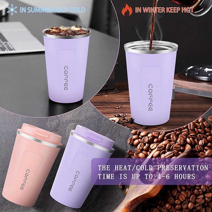 CS COSDDI 12 oz Stainless Steel Vacuum Insulated Tumbler - Coffee Travel Mug Spill Proof with Lid - Coffee Cups for Keep Hot/Ice Coffee,Tea and Beer