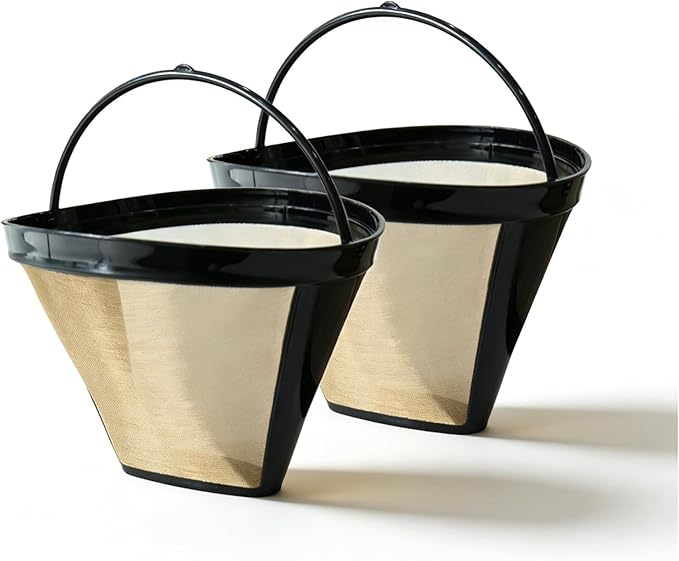 Reusable Coffee Filter #4 Cone for 8-12 Cup, for Ninja & Cuisinart Coffee Makers, Permanent Basket with Stainless Steel Mesh, BPA-Free (2)